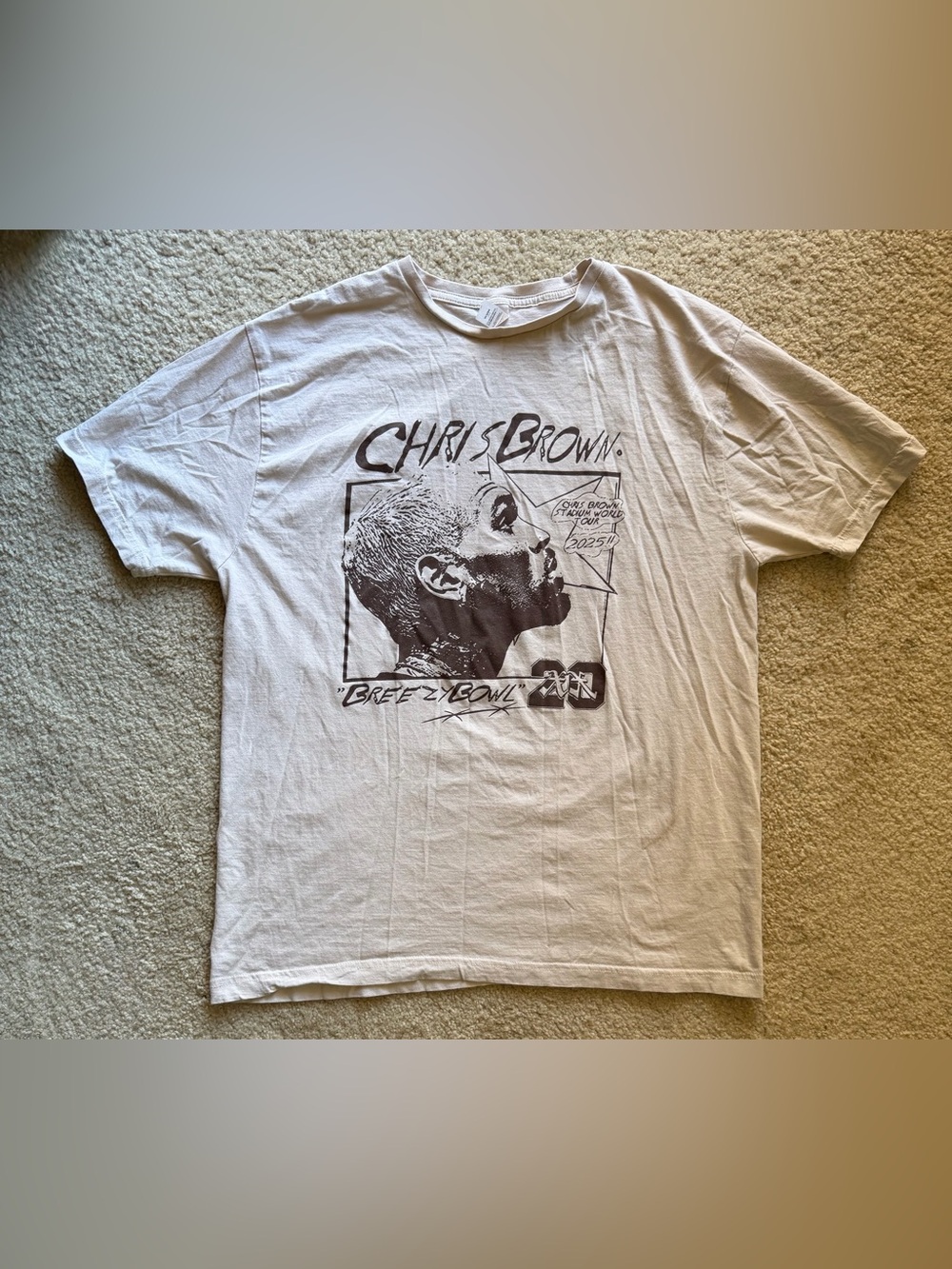 Chris Brown "Breezy Bowl XX" Custom Tour Graphic Tee — XL
